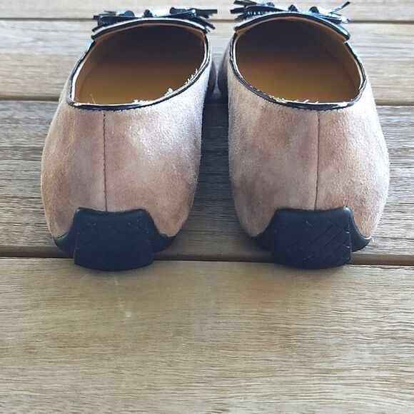 Talbot's Francesca Bow Suede Driving Flats in Fall Taupe - Picture 6 of 10